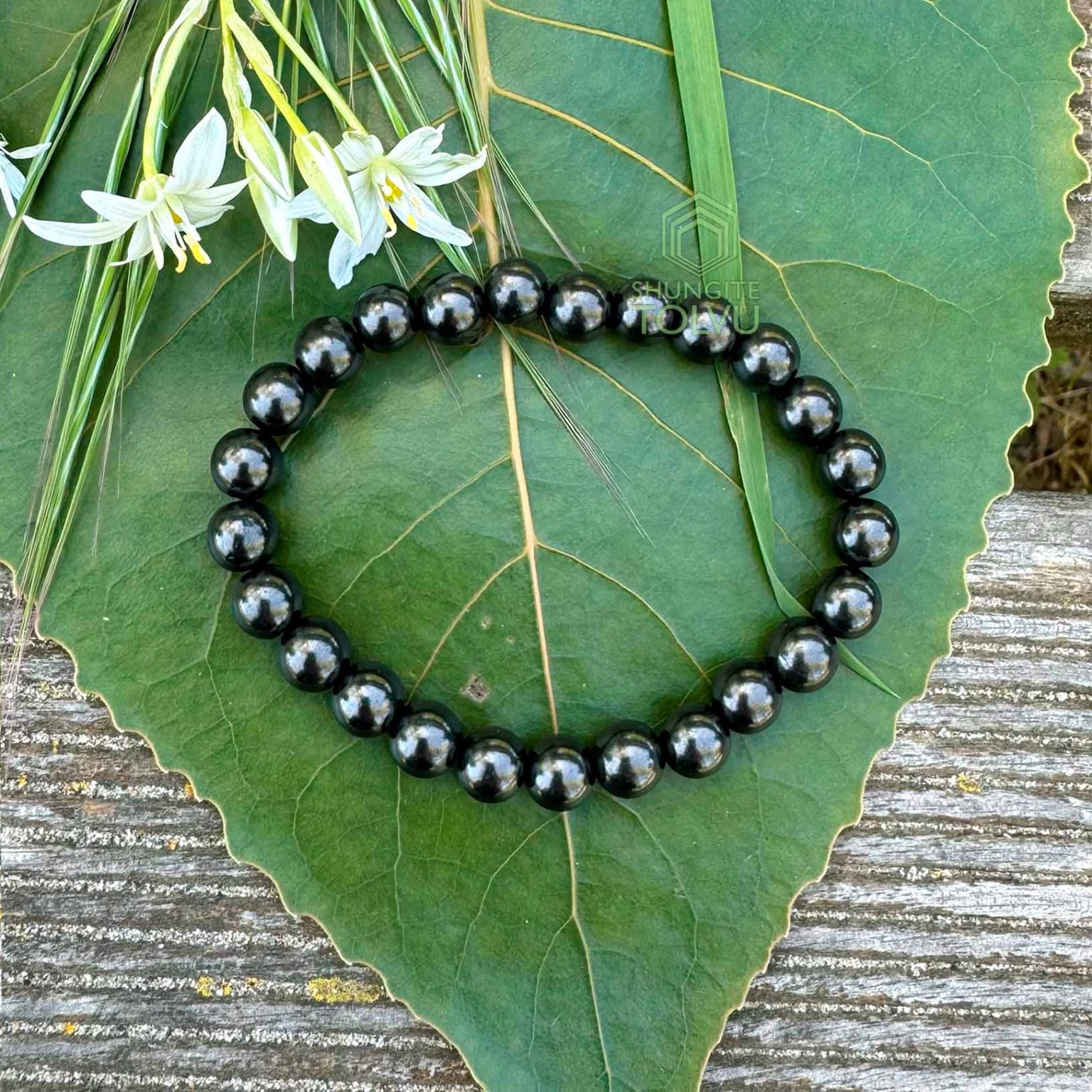 Shungite stone Bracelet - Real shungite bead - Russian Stone