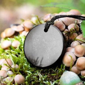 karelian shungite pendant circle 1.18 in