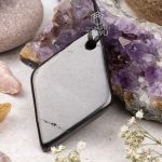 close-up of a polished natural stone pendant