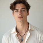 stylish men's jewelry made of natural black mineral