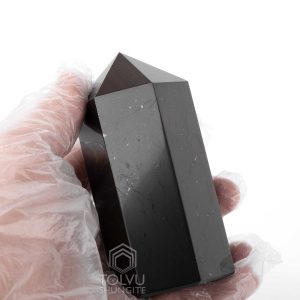 Black Shungite Obelisk big size 10 cm polished