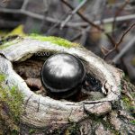 Polished shungite sphere in nature