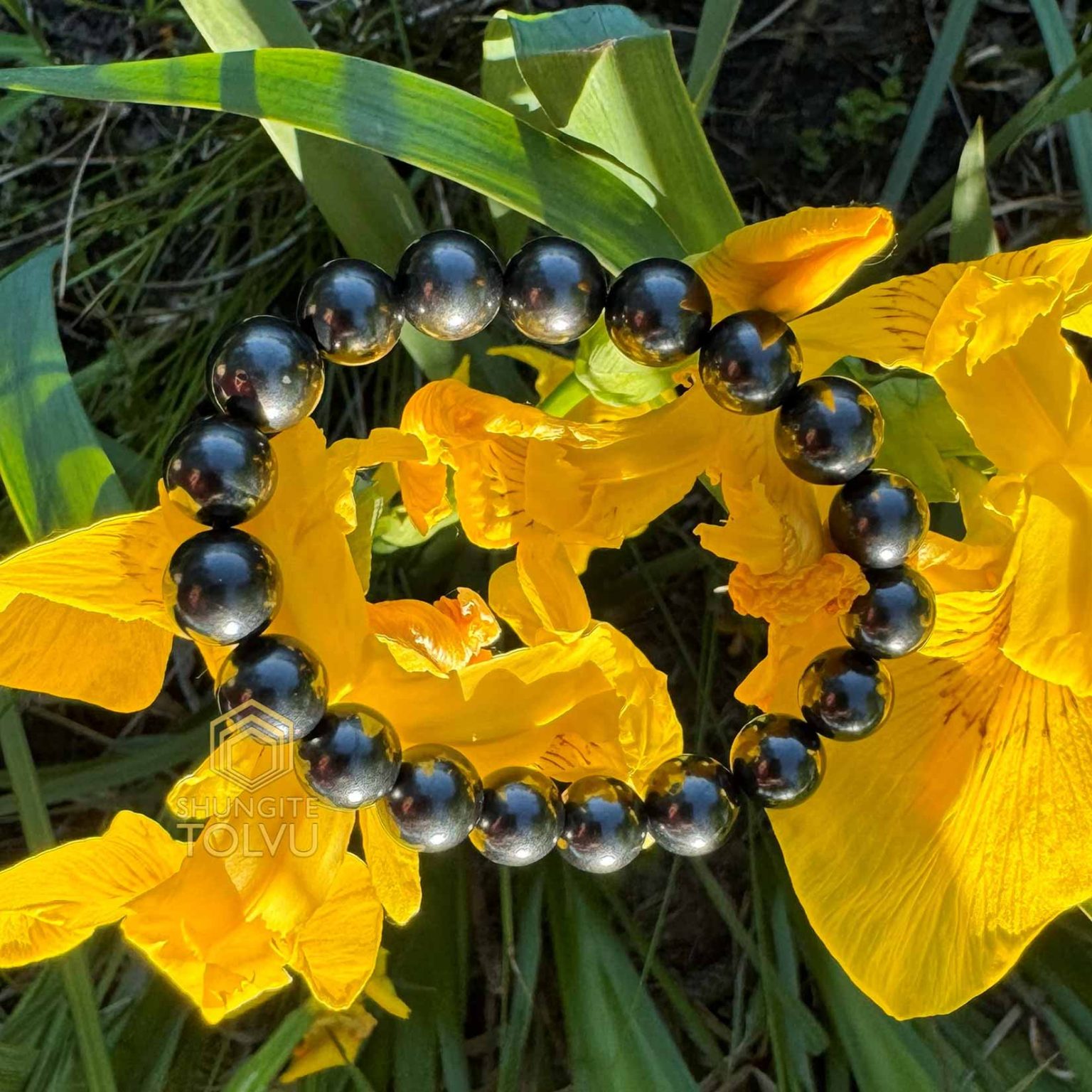 Shungite stone Bracelet - Real shungite bead - Russian Stone