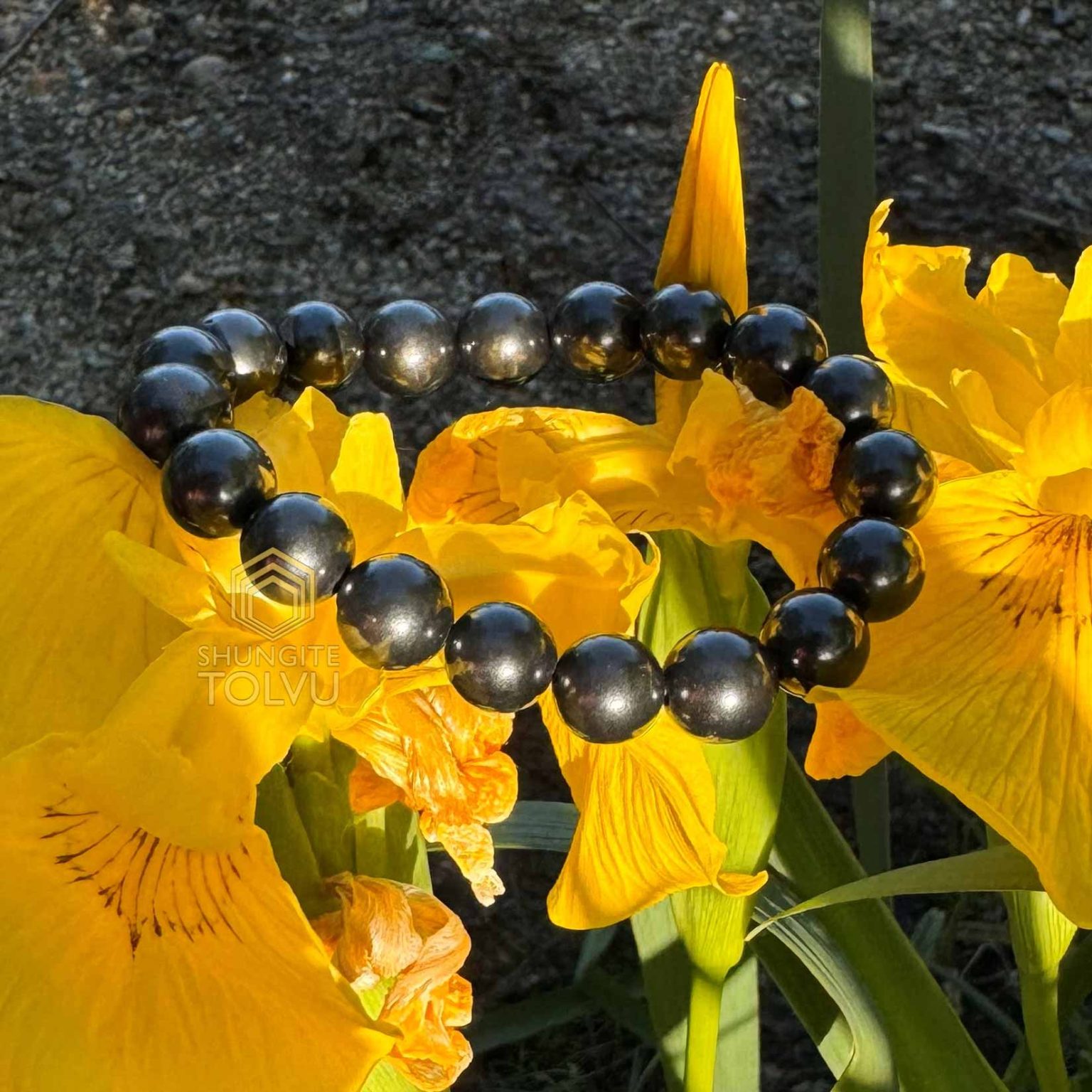 Shungite stone Bracelet - Real shungite bead - Russian Stone