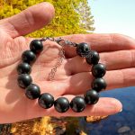 Russian shungite bracelet 12mm shown on wrist