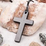 black cross necklace of natural stone