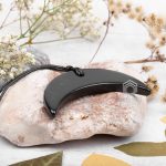 crescent moon necklace black stone
