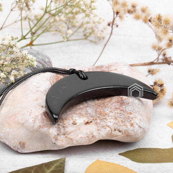 crescent moon necklace black stone