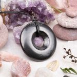 open circle necklace black stone