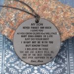 Emotional gift for son from mom – engraved round pendant