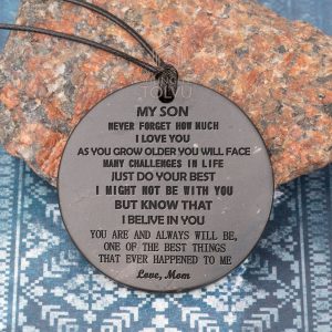 Emotional gift for son from mom – engraved round pendant