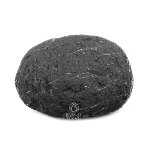 Rough shungite stone from Karelia on white background