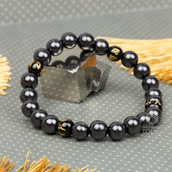 feng shui bracelet black shungite 8 mm polished