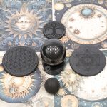 Meditation crystals set – engraved shungite spheres and discs