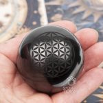 Polished meditation sphere 5 cm with Flower of Life engraving